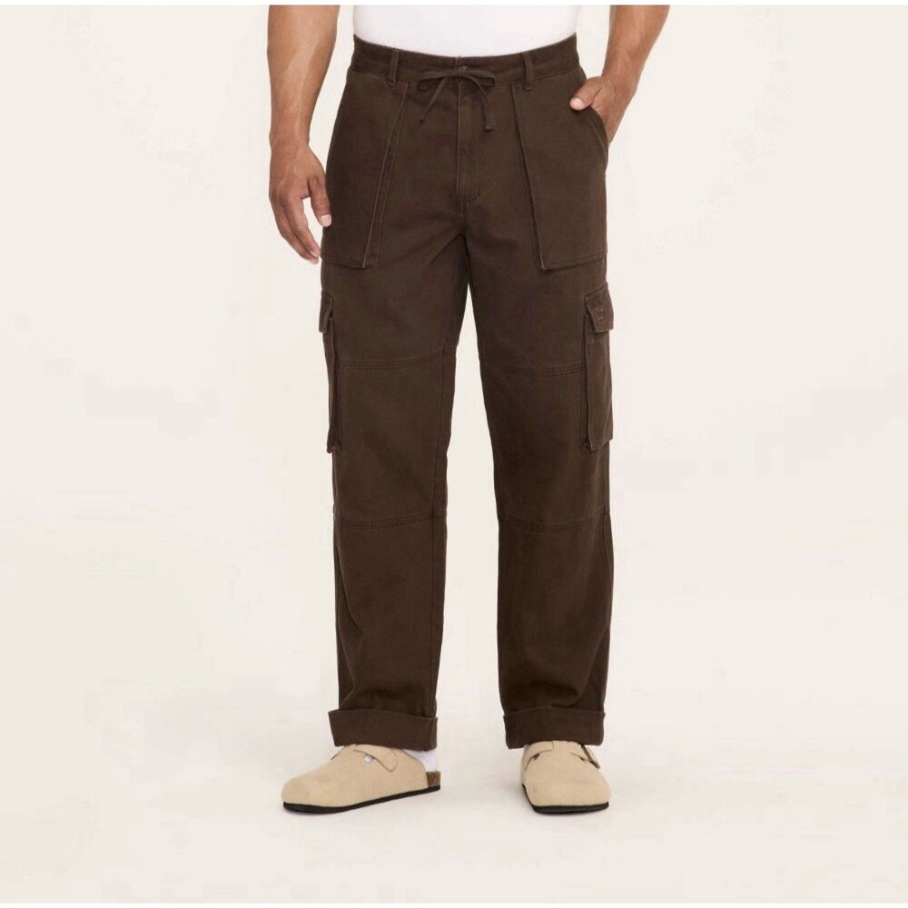 Woolrich Dark Brown Color Straight Leg Slouchy Cargo Pants Jeans - Adult Size L